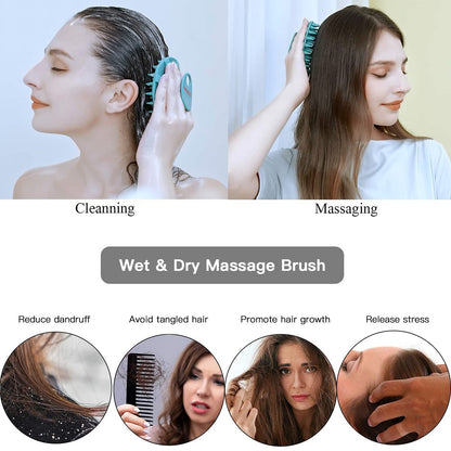 INNERNEED Kopfhautmassagebürste Shampoo-Bürste, Nass & Trocken Manuelle Kopfhautpflege Haarreinigungsbürste, Weiche Silikonborsten, für Haarwachstum, Schuppenentfernung (Dunkelgrün)