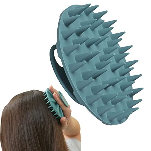 INNERNEED Kopfhautmassagebürste Shampoo-Bürste, Nass & Trocken Manuelle Kopfhautpflege Haarreinigungsbürste, Weiche Silikonborsten, für Haarwachstum, Schuppenentfernung (Dunkelgrün)
