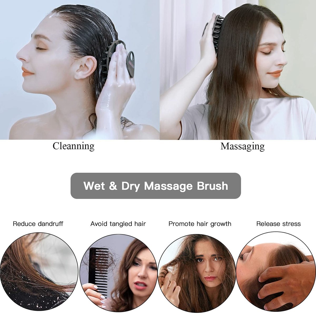 INNERNEED Kopfhautpflege-Massagebürste für Shampoo – Sanfte Silikonborsten für Nass- und Trockenanwendung – Fördert Haarwachstum, entfernt Schuppen – Für alle Haartypen (Schwarz)
