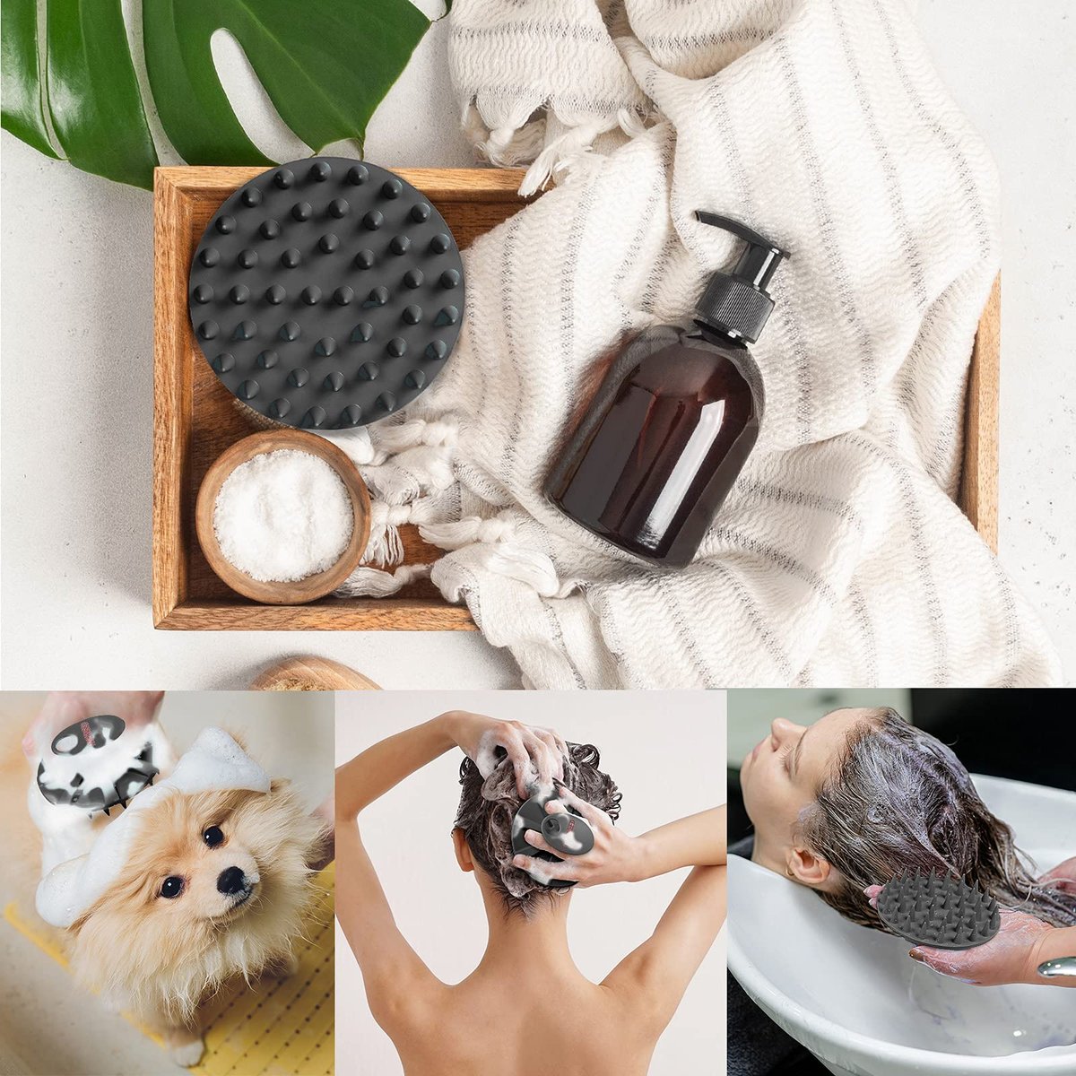 INNERNEED Kopfhautpflege-Massagebürste für Shampoo – Sanfte Silikonborsten für Nass- und Trockenanwendung – Fördert Haarwachstum, entfernt Schuppen – Für alle Haartypen (Schwarz)