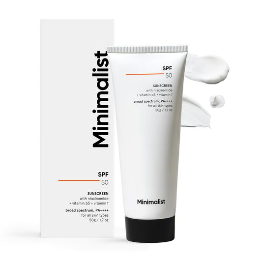 Minimalist Sonnenschutz SPF 50 Leicht mit Multivitaminen | Ohne weißen Schimmer | Breites Spektrum PA ++++ | Für Frauen & Männer | 50g