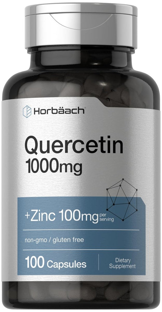 Horbäach Quercetin 1000 mg mit Zink – 100 Kapseln, hochdosiert, Non-GMO, glutenfrei