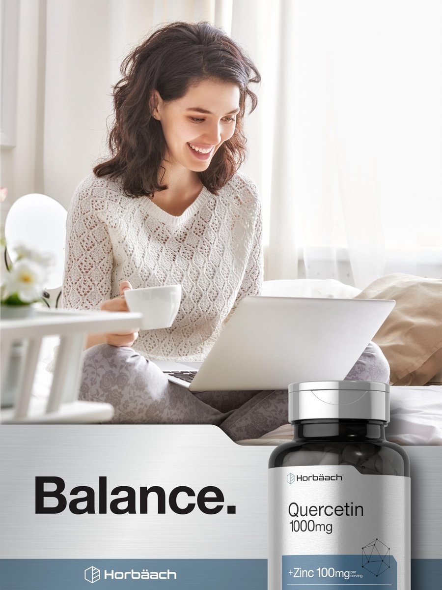 Horbäach Quercetin 1000 mg mit Zink – 100 Kapseln, hochdosiert, Non-GMO, glutenfrei
