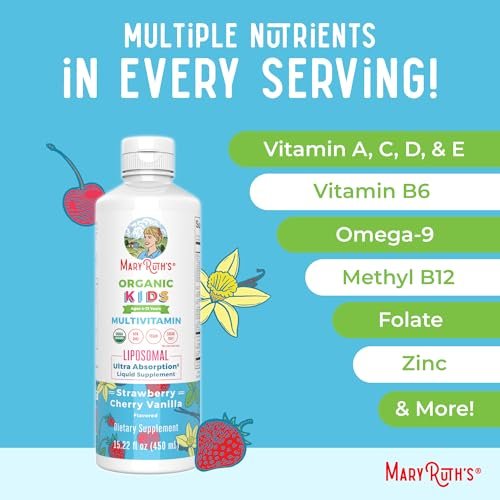 MaryRuth Organics Kindermultivitamin Liposomal | Vegan, Zuckerfrei, für Kinder ab 4 Jahren | 2-Monats-Vorrat | 15,22 Fl. Oz.