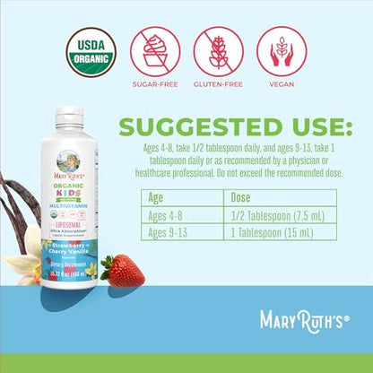 MaryRuth Organics Kindermultivitamin Liposomal | Vegan, Zuckerfrei, für Kinder ab 4 Jahren | 2-Monats-Vorrat | 15,22 Fl. Oz.