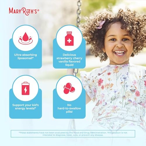 MaryRuth Organics Kindermultivitamin Liposomal | Vegan, Zuckerfrei, für Kinder ab 4 Jahren | 2-Monats-Vorrat | 15,22 Fl. Oz.
