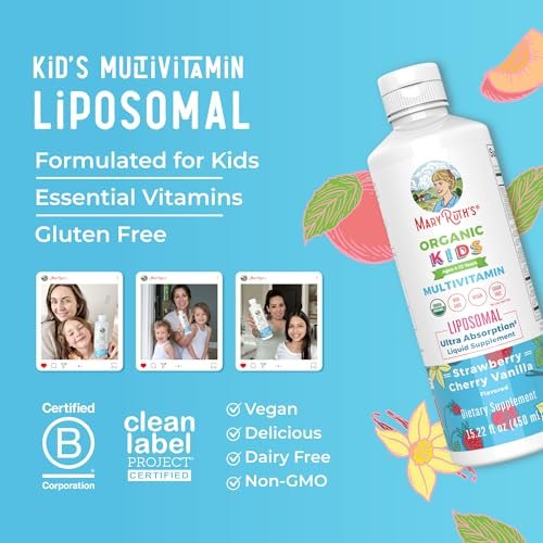 MaryRuth Organics Kindermultivitamin Liposomal | Vegan, Zuckerfrei, für Kinder ab 4 Jahren | 2-Monats-Vorrat | 15,22 Fl. Oz.