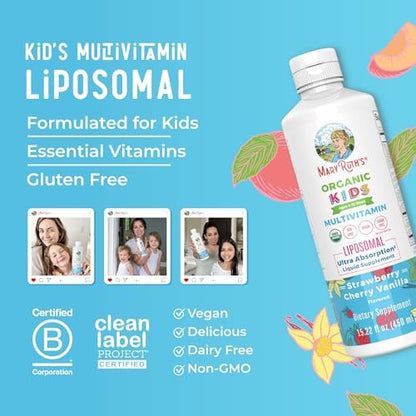 MaryRuth Organics Kindermultivitamin Liposomal | Vegan, Zuckerfrei, für Kinder ab 4 Jahren | 2-Monats-Vorrat | 15,22 Fl. Oz.