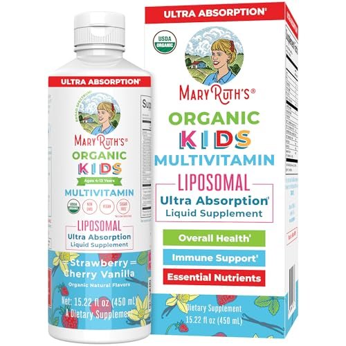 MaryRuth Organics Kindermultivitamin Liposomal | Vegan, Zuckerfrei, für Kinder ab 4 Jahren | 2-Monats-Vorrat | 15,22 Fl. Oz.