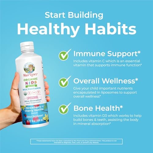 MaryRuth Organics Kindermultivitamin Liposomal | Vegan, Zuckerfrei, für Kinder ab 4 Jahren | 2-Monats-Vorrat | 15,22 Fl. Oz.