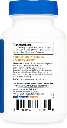 Nutricost Astaxanthin 4 mg – 120 Kapseln, glutenfrei & Non-GMO (4 Monate Vorrat)