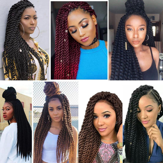 Admutty Havana Twist Crochet Hair 6 Packs 22 Zoll Jumbo Senegalese Twist Crochet Braids (Farbe 4#)