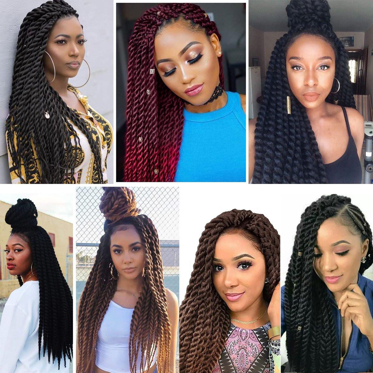 Admutty Havana Twist Crochet Hair 6 Packs 22 Zoll Jumbo Senegalese Twist Crochet Braids (Farbe 4#)