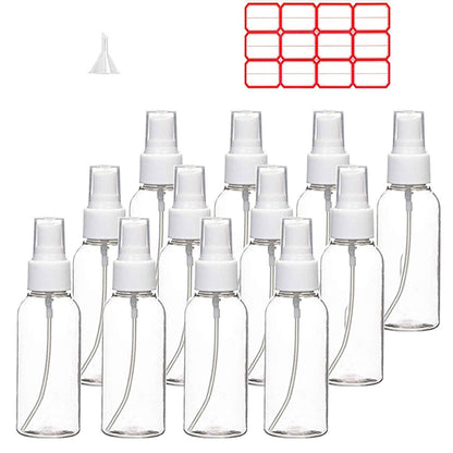 TINFO Sprühflaschen, 12er-Pack 120 ml Klare leere Feinsprüh-Mini-Reiseflaschen-Set, kleine nachfüllbare Flüssigkeitsbehälter, 4 Unzen