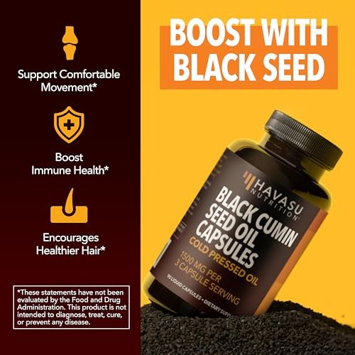Kaltgepresstes Schwarzkümmelöl Kapseln - 1500 mg pro Portion für Immunsystem & Verdauung - Haare & Haut Superfood - Nigella Sativa - 90 Kapseln, 1 Monatsvorrat, ungewürzt