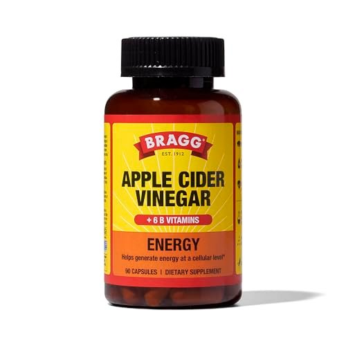 Bragg Apfelessig Kapseln mit Vitamin B12 – 90 Kapseln – Gewichtsmanagement – Non-GMO, Vegan, Glutenfrei, Ohne Zucker – Unterstützt die Energieproduktion auf zellulärer Ebene für Männer und Frauen