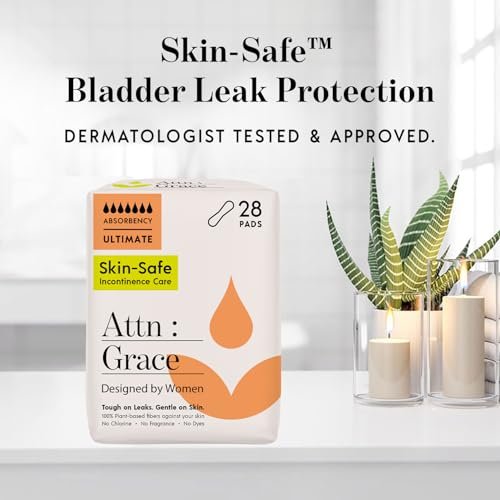Attn: Grace Ultimate Inkontinenz-Einlagen für Damen, 28er-Pack – Pflanzenbasiert, Hohe Saugfähigkeit, Atmungsaktiv – Nacht-Einlagen bei starkem Harnverlust & empfindlicher Haut