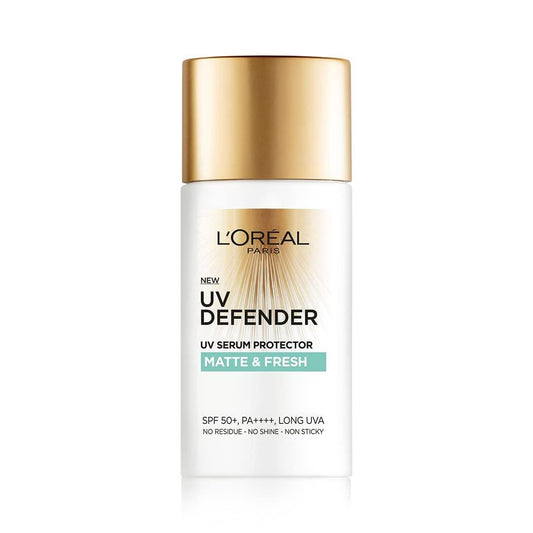 L'Oréal Paris UV Defender Serum Protector, Leichter Mattierender Sonnenschutz für fettige Haut, SPF 50 PA+++, UVA & UVB Schutz, 50 ml