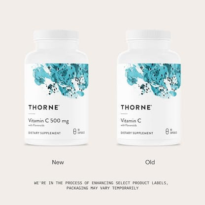 THORNE Vitamin C 500 mg – Mit Citrus-Bioflavonoiden aus Orangen – Unterstützt Immunsystem, Zellenergieproduktion & Kollagenbildung – Drittanbieter-zertifiziert – 90 Portionen