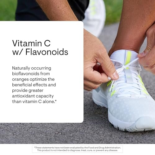 THORNE Vitamin C 500 mg – Mit Citrus-Bioflavonoiden aus Orangen – Unterstützt Immunsystem, Zellenergieproduktion & Kollagenbildung – Drittanbieter-zertifiziert – 90 Portionen