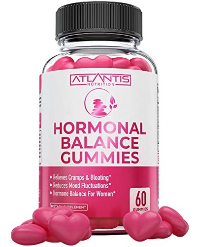 Atlantis Nutrition Hormonelles Gleichgewicht für Frauen & PMS Linderung Gummis – Lindert Krämpfe, Blähungen, Stimmungsschwankungen, Hitzewallungen & Nachtschweiß – Cranberry, Dong Quai & Mönchspfeffer Menstruationskrämpfe