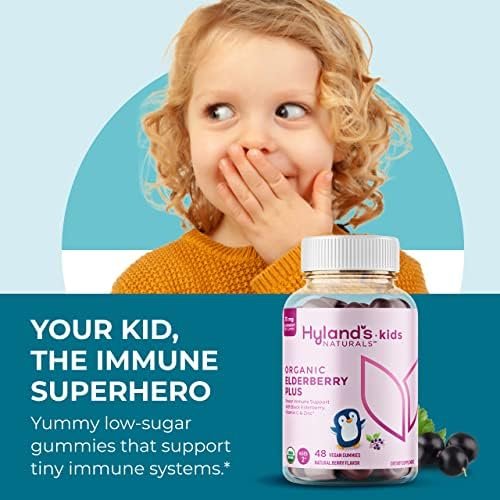 Hyland's Bio Holunderbeeren Plus Gummies für Kinder mit Zink und Vitamin C, Immununterstützung, 48 vegane Gummibärchen