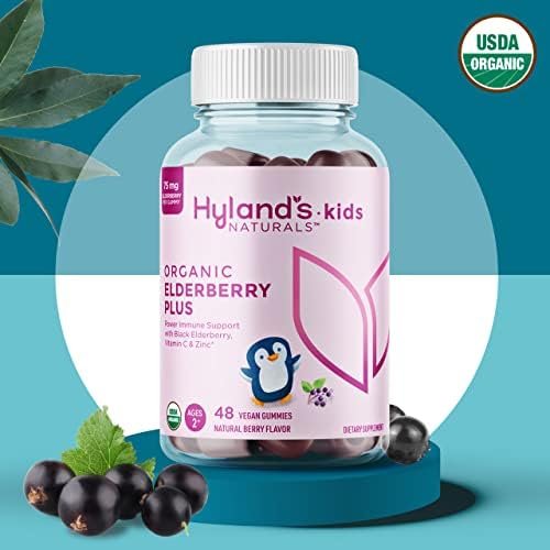 Hyland's Bio Holunderbeeren Plus Gummies für Kinder mit Zink und Vitamin C, Immununterstützung, 48 vegane Gummibärchen