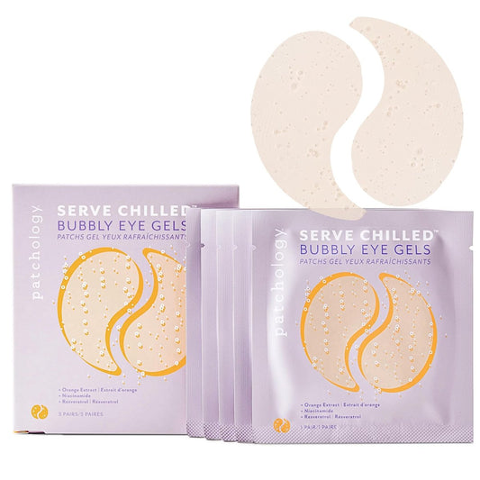 Patchology Serve Chilled Bubbly Eye Gels mit Niacinamid – Feuchtigkeitsspendende Augenpflaster gegen Fältchen, 5 Paar