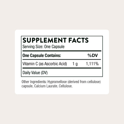 THORNE Vitamin C 1.000 mg – 60 Kapseln – Immunsystem & Kollagenbildung – Antioxidans – glutenfrei, laktosefrei, sojafrei – drittanbieterzertifiziert