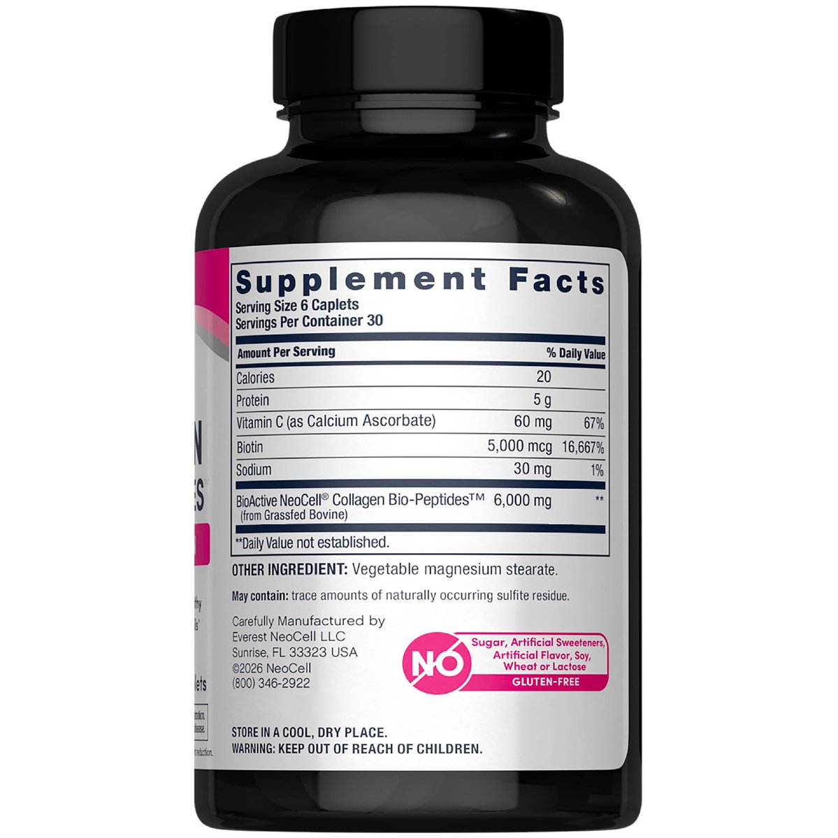 NeoCell Kollagen-Peptide-Tabletten | 180 Tabletten | mit Vitamin C und Biotin | Weidehaltung Rind | Für Haar, Haut & Nägel | Für Frauen und Männer