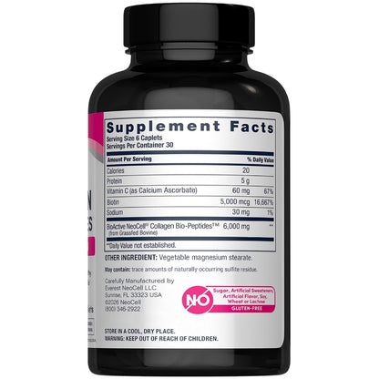 NeoCell Kollagen-Peptide-Tabletten | 180 Tabletten | mit Vitamin C und Biotin | Weidehaltung Rind | Für Haar, Haut & Nägel | Für Frauen und Männer