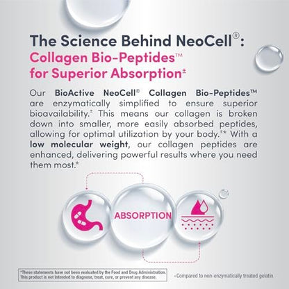 NeoCell Kollagen-Peptide-Tabletten | 180 Tabletten | mit Vitamin C und Biotin | Weidehaltung Rind | Für Haar, Haut & Nägel | Für Frauen und Männer