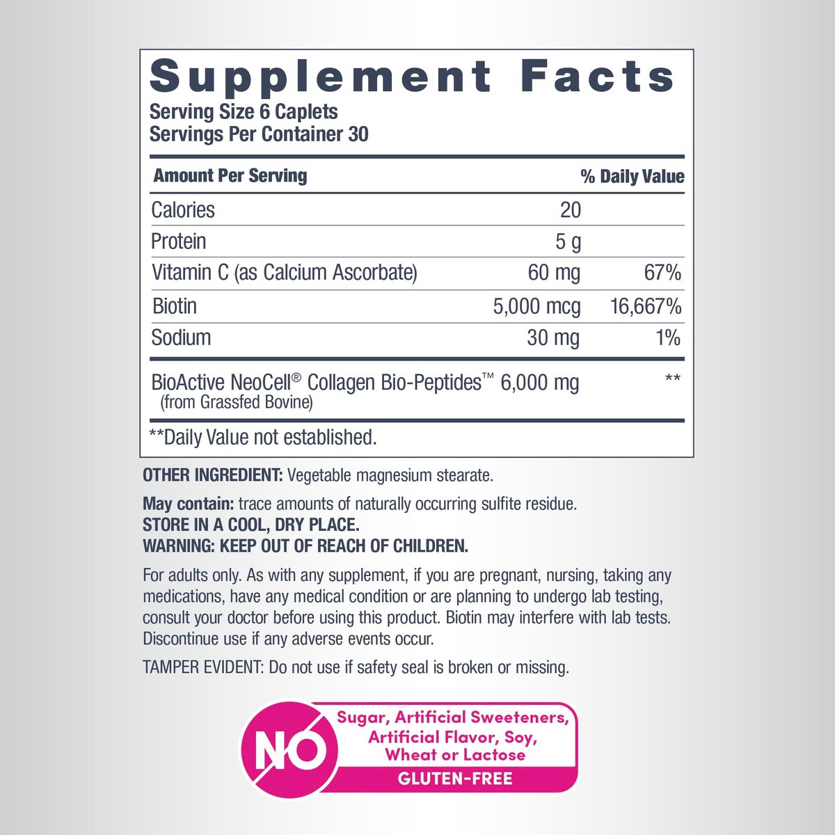 NeoCell Kollagen-Peptide-Tabletten | 180 Tabletten | mit Vitamin C und Biotin | Weidehaltung Rind | Für Haar, Haut & Nägel | Für Frauen und Männer