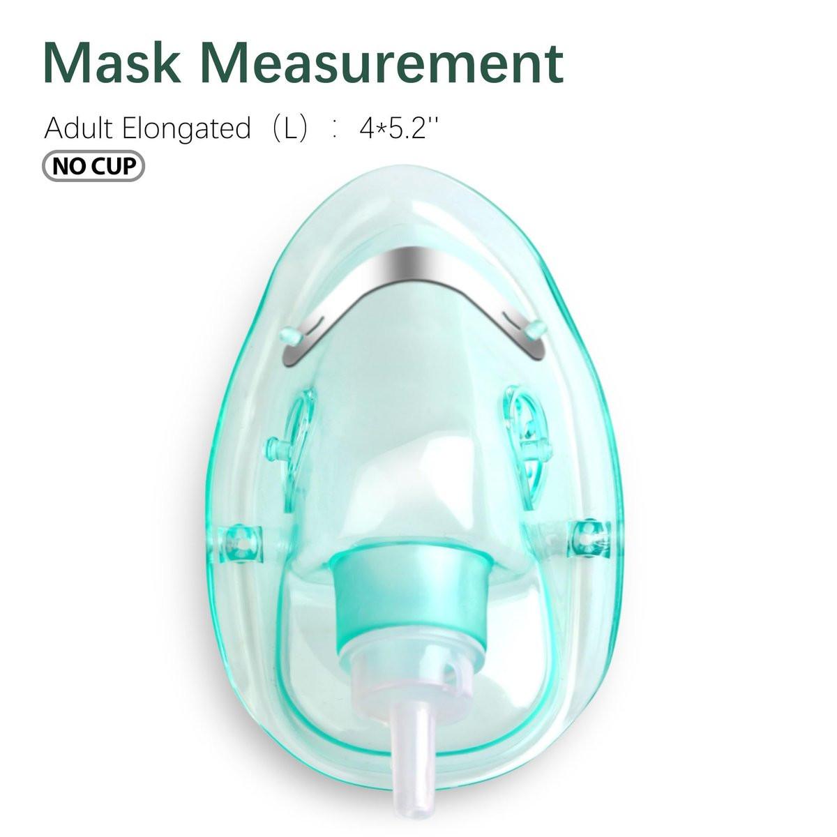 ANSNF 2er-Pack Sauerstoffmaske für Erwachsene mit 2 m Schlauch & verstellbarem elastischem Band - Größe L - Ohne Becher