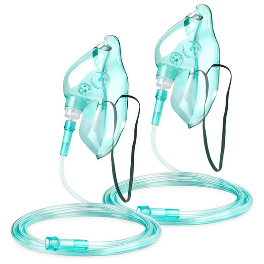 ANSNF 2er-Pack Sauerstoffmaske für Erwachsene mit 2 m Schlauch & verstellbarem elastischem Band - Größe L - Ohne Becher