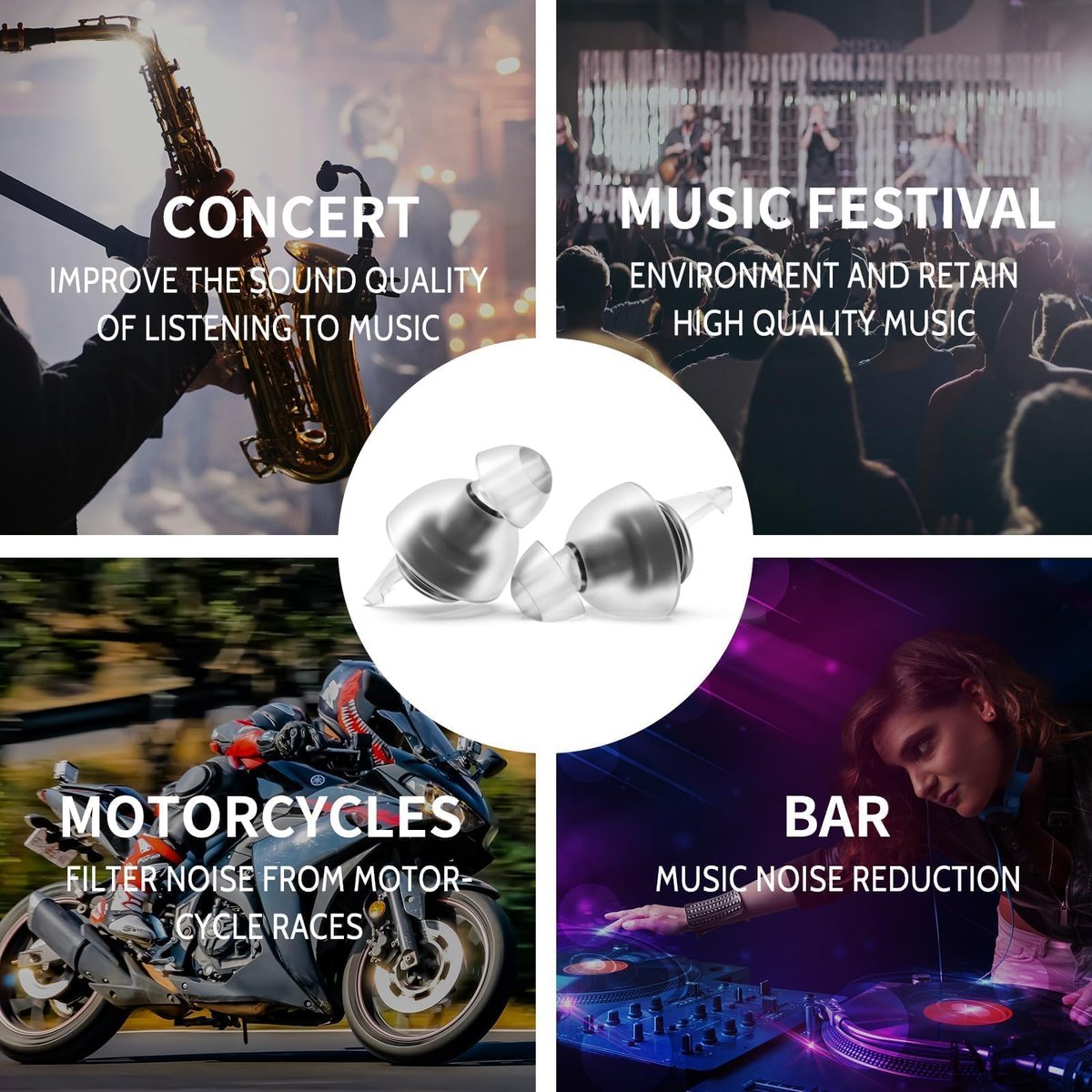 LYSIAN High Fidelity Konzert Ohrstöpsel, 23 dB Geräuschreduzierung, Musiker Ohrstöpsel für Konzerte, Festivals & Raves, Wiederverwendbare weiche Ohrstöpsel mit Aluminiumetui, 2 Paar Blau