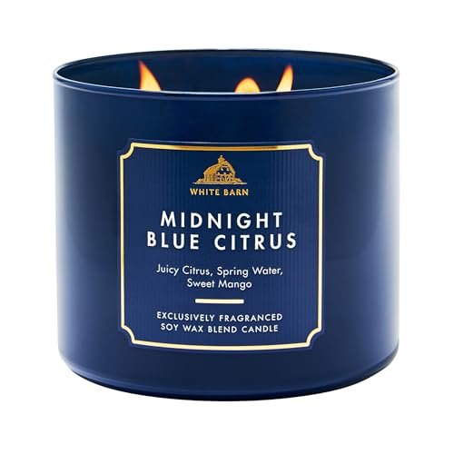 Bath & Body Works Midnight Blue Citrus 3-Docht-Kerze – Duftkerze für Zuhause – langanhaltender, raumfüllender Duft – hohe Duftölkonzentration – Sojawachsmischung
