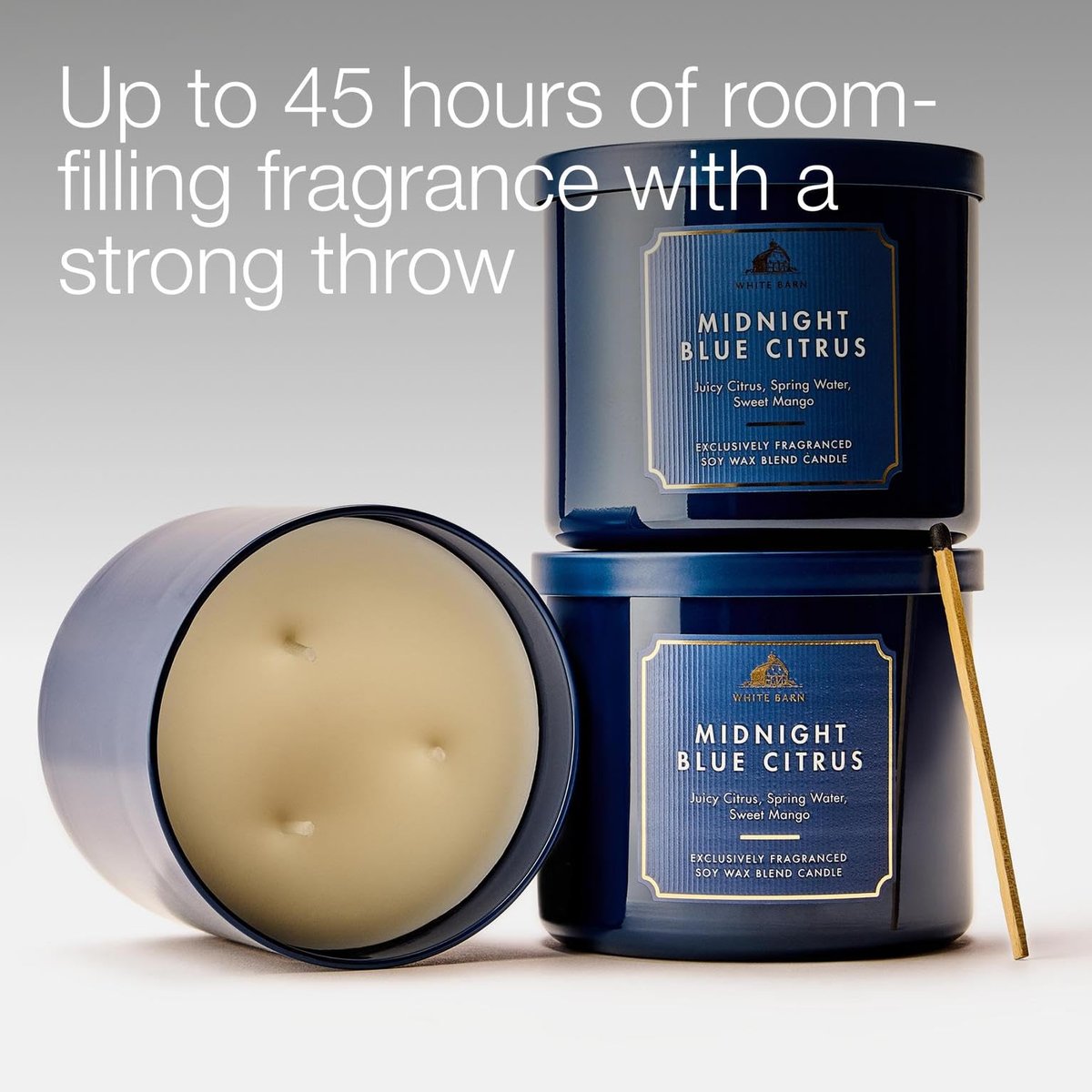 Bath & Body Works Midnight Blue Citrus 3-Docht-Kerze – Duftkerze für Zuhause – langanhaltender, raumfüllender Duft – hohe Duftölkonzentration – Sojawachsmischung