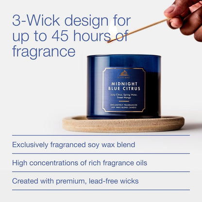 Bath & Body Works Midnight Blue Citrus 3-Docht-Kerze – Duftkerze für Zuhause – langanhaltender, raumfüllender Duft – hohe Duftölkonzentration – Sojawachsmischung