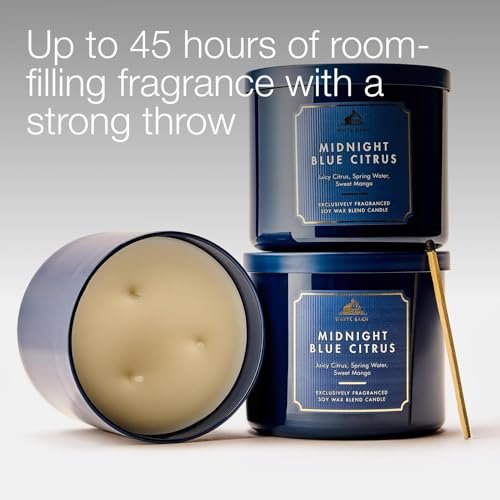 Bath & Body Works Midnight Blue Citrus 3-Docht-Kerze – Duftkerze für Zuhause – langanhaltender, raumfüllender Duft – hohe Duftölkonzentration – Sojawachsmischung