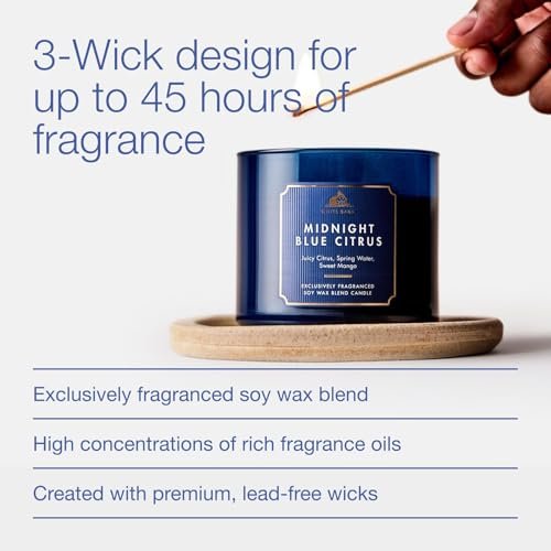 Bath & Body Works Midnight Blue Citrus 3-Docht-Kerze – Duftkerze für Zuhause – langanhaltender, raumfüllender Duft – hohe Duftölkonzentration – Sojawachsmischung