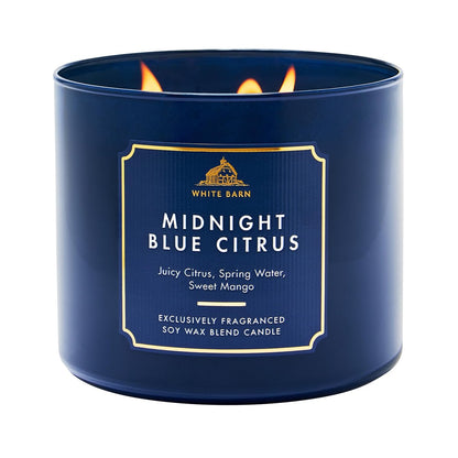 Bath & Body Works Midnight Blue Citrus 3-Docht-Kerze – Duftkerze für Zuhause – langanhaltender, raumfüllender Duft – hohe Duftölkonzentration – Sojawachsmischung