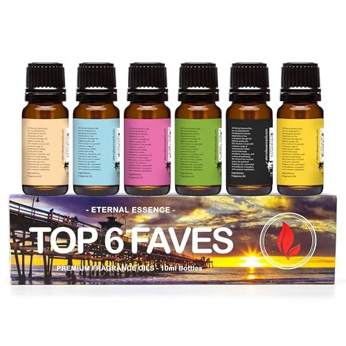 Top 6 Faves – Set mit 6 Premium Duftölen – Love Spell, Tahitian Vanille, Clean Cotton, Mango, Dragon's Blood und Monkey Farts – 10 ml