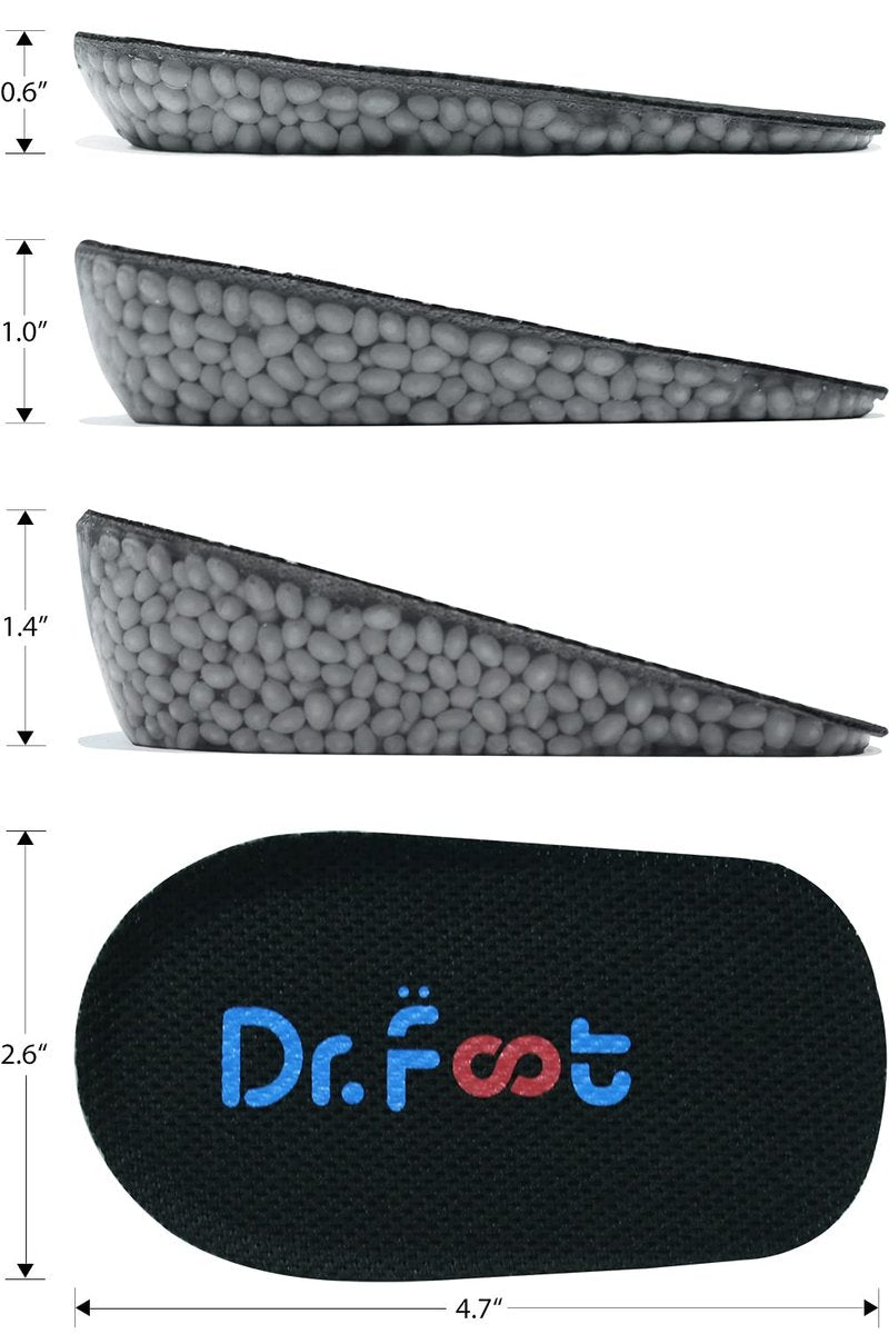 Dr. Foot's Höheneinlagen, Fersenpolster, Fersenerhöhung für Beinlängendifferenzen (3,5 cm Höhe, Schwarz)