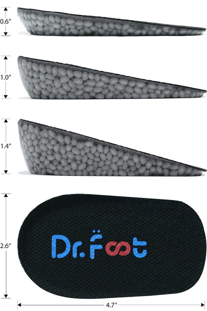 Dr. Foot's Höheneinlagen, Fersenpolster, Fersenerhöhung für Beinlängendifferenzen (3,5 cm Höhe, Schwarz)
