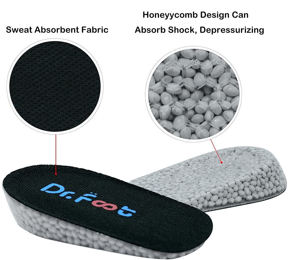 Dr. Foot's Höheneinlagen, Fersenpolster, Fersenerhöhung für Beinlängendifferenzen (3,5 cm Höhe, Schwarz)