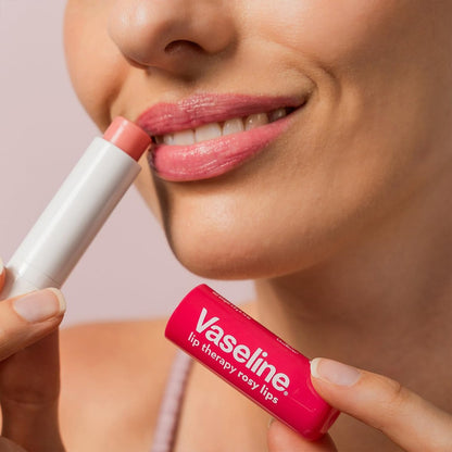 Vaseline Lip Therapy Sortiment 4er-Pack – Original + Rosy Lips Feuchtigkeitsspendender Lippenbalsam mit Vitamin E, 0,16 Oz pro Stück