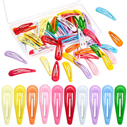 60-teilige Haarspangen für Mädchen – Gingbiss 2 Zoll Silikonbeschichtete bunte Metall-Haarspangen mit Aufbewahrungsbox für Frauen, Kinder, Jugendliche – Rutschfeste Haarklammern in 10 Farben