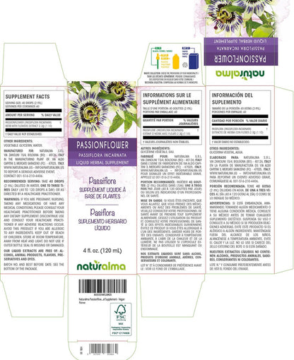 Naturalma Passionsblumenkraut mit Blüten Alkoholfreie Tinktur - 118 ml Flüssigextrakt - Vegan