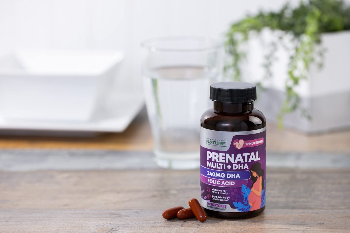 Pränatale Vitamine für Frauen – Multivitamin mit DHA, Folsäure, Vitamin C, B12, Eisen & Omega-3 – Vor, während & nach der Schwangerschaft für gesundes Wachstum & Gehirnentwicklung – 60 Softgels